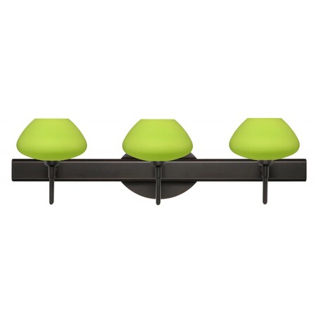 Besa Lighting 3SW-541035-LED-BR Besa, Peri Vanity, Chartreuse, Bronze Finish, 3x5W LED